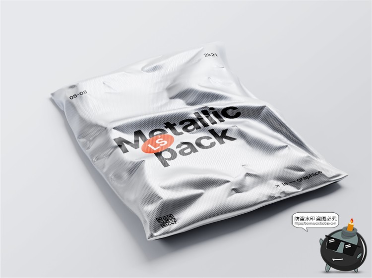 图片[9]-金属铝箔密封真空包装袋褶皱锡封装包PSD模板智能贴图样机PS素材-设计猿