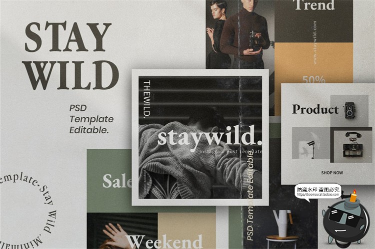 图片[1]-北欧极简简约新媒体品牌营销宣传海报图文排版PSD模板PS素材-设计猿