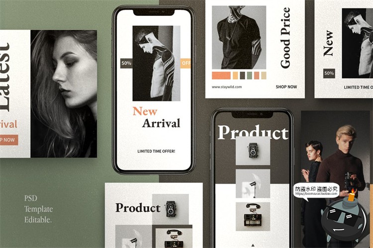 图片[5]-北欧极简简约新媒体品牌营销宣传海报图文排版PSD模板PS素材-设计猿