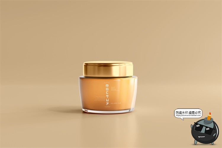 图片[1]-化妆品乳霜玻璃罐瓶子包装纸盒Logo智能贴图样机PSD模板PS素材-设计猿