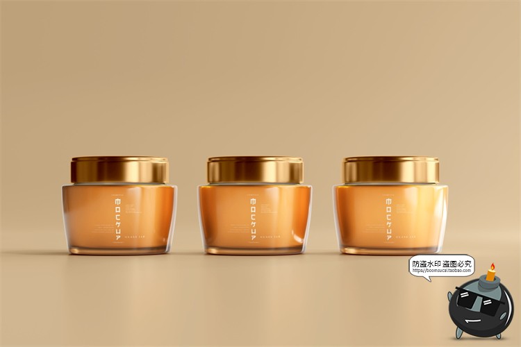 图片[4]-化妆品乳霜玻璃罐瓶子包装纸盒Logo智能贴图样机PSD模板PS素材-设计猿