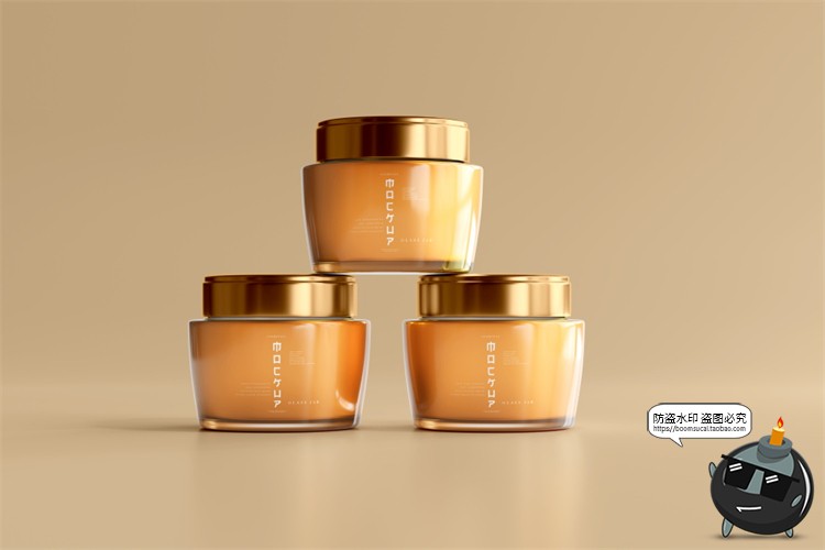 图片[5]-化妆品乳霜玻璃罐瓶子包装纸盒Logo智能贴图样机PSD模板PS素材-设计猿