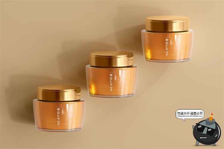 图片[8]-化妆品乳霜玻璃罐瓶子包装纸盒Logo智能贴图样机PSD模板PS素材-设计猿