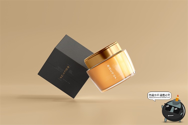 图片[11]-化妆品乳霜玻璃罐瓶子包装纸盒Logo智能贴图样机PSD模板PS素材-设计猿