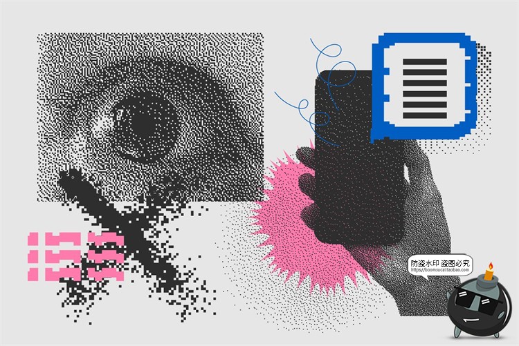 图片[7]-复古派蒸汽波未来颗粒感半调风像素图形装饰PNG免抠AI矢量素材-设计猿