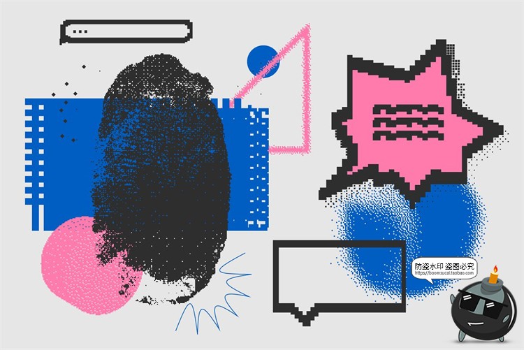 图片[8]-复古派蒸汽波未来颗粒感半调风像素图形装饰PNG免抠AI矢量素材-设计猿