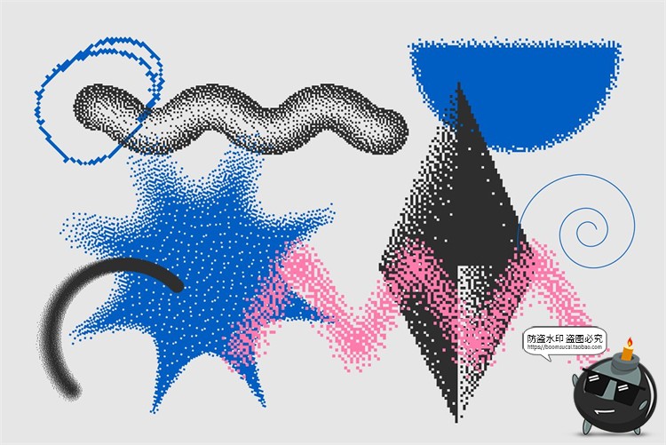 图片[9]-复古派蒸汽波未来颗粒感半调风像素图形装饰PNG免抠AI矢量素材-设计猿