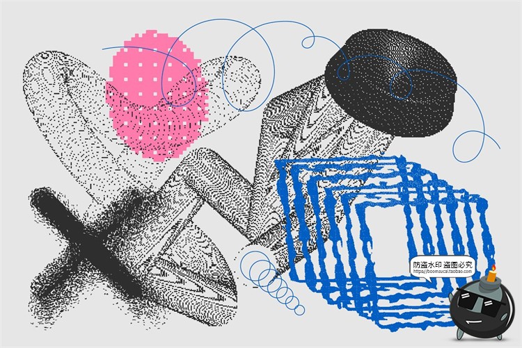 图片[10]-复古派蒸汽波未来颗粒感半调风像素图形装饰PNG免抠AI矢量素材-设计猿