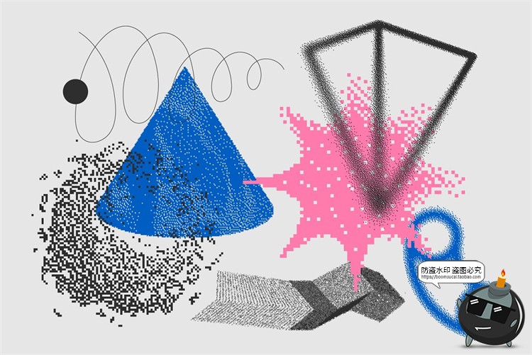图片[12]-复古派蒸汽波未来颗粒感半调风像素图形装饰PNG免抠AI矢量素材-设计猿