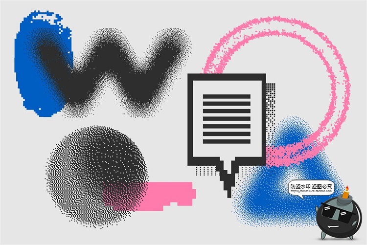 图片[15]-复古派蒸汽波未来颗粒感半调风像素图形装饰PNG免抠AI矢量素材-设计猿