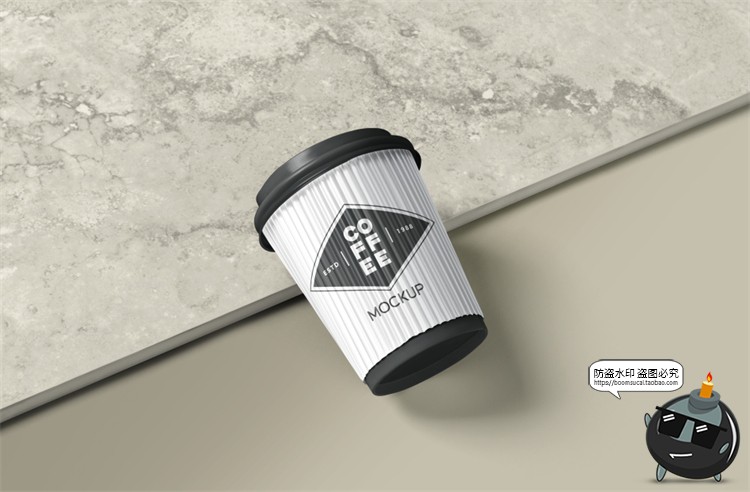 图片[1]-一次性咖啡纸杯热饮杯子奶茶豆浆杯带场景贴图样机PSD模板PS素材-设计猿