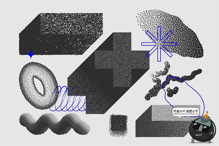 图片[3]-复古蒸汽波粗野艺术半色调颗粒感图形装饰元素AI矢量PNG免抠素材-设计猿