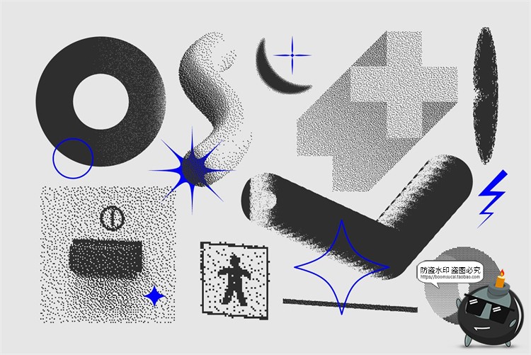 图片[4]-复古蒸汽波粗野艺术半色调颗粒感图形装饰元素AI矢量PNG免抠素材-设计猿