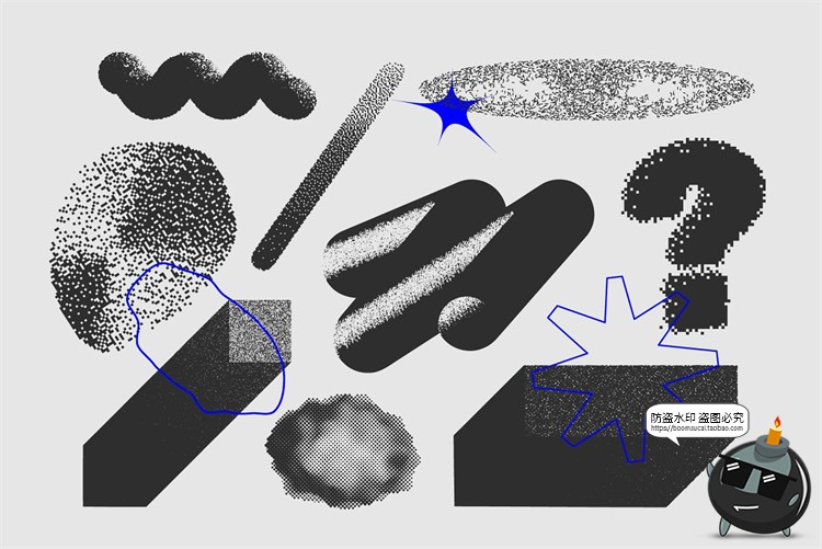 图片[5]-复古蒸汽波粗野艺术半色调颗粒感图形装饰元素AI矢量PNG免抠素材-设计猿
