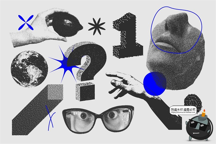 图片[10]-复古蒸汽波粗野艺术半色调颗粒感图形装饰元素AI矢量PNG免抠素材-设计猿