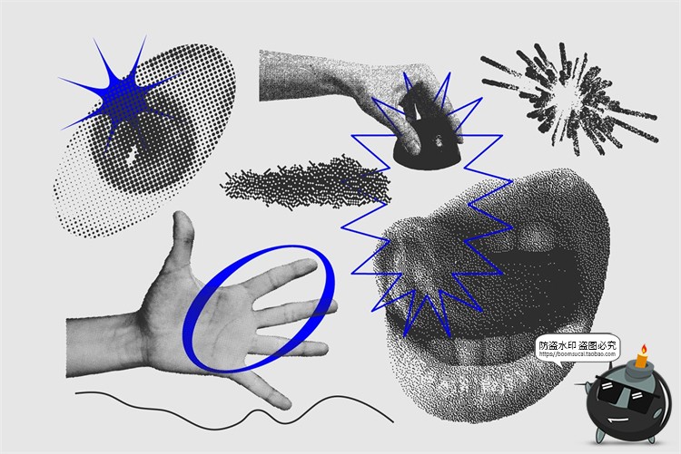 图片[12]-复古蒸汽波粗野艺术半色调颗粒感图形装饰元素AI矢量PNG免抠素材-设计猿