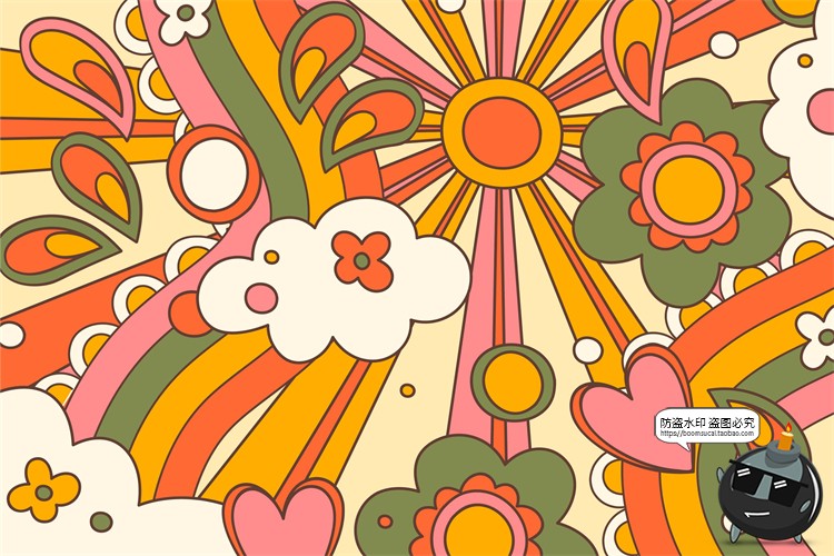 图片[1]-新复古卡通趣味90年代插画标签图案装饰元素海报排版AI矢量素材-设计猿