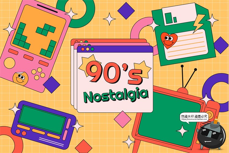 图片[6]-新复古卡通趣味90年代插画标签图案装饰元素海报排版AI矢量素材-设计猿