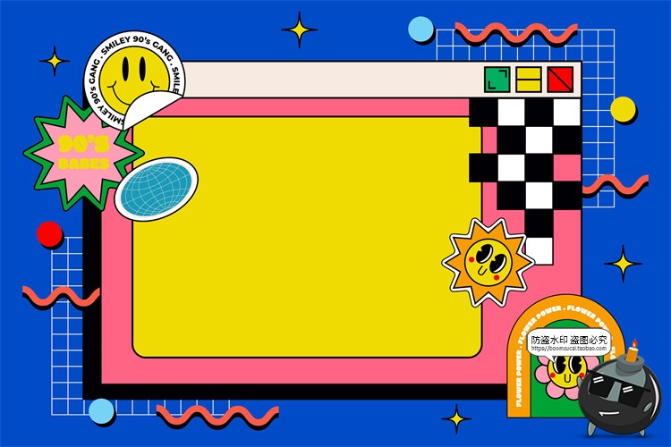 图片[9]-新复古卡通趣味90年代插画标签图案装饰元素海报排版AI矢量素材-设计猿