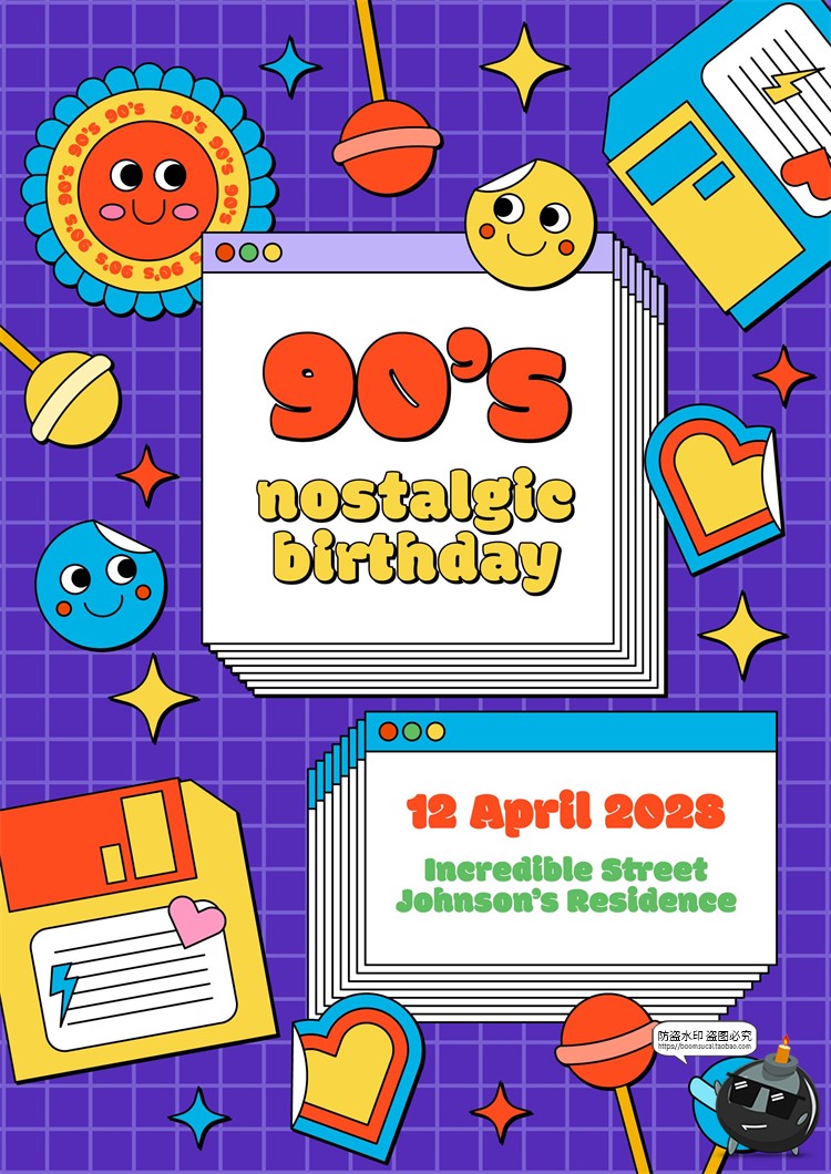 图片[15]-新复古卡通趣味90年代插画标签图案装饰元素海报排版AI矢量素材-设计猿