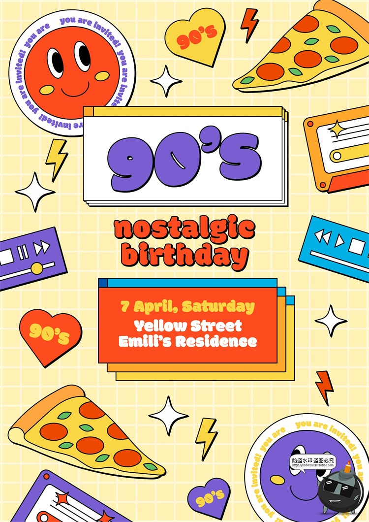 图片[16]-新复古卡通趣味90年代插画标签图案装饰元素海报排版AI矢量素材-设计猿