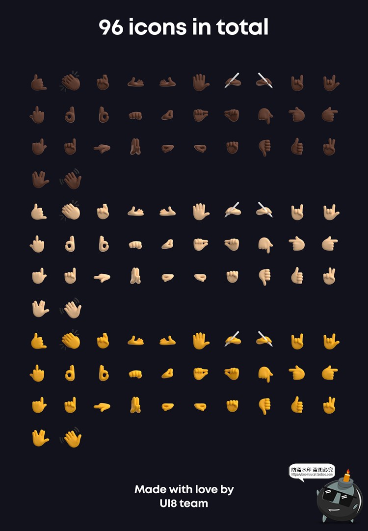 图片[4]-Q版可爱手势OK大拇指贊鼓掌摊手指拿捏姿势PNG免抠图3D图标UI素材-设计猿