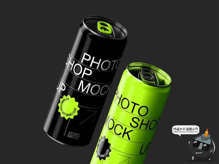 图片[3]-潮物饮料易拉罐可乐瓶金属铝瓶罐VI品牌外观展示PSD模板样机素材-设计猿