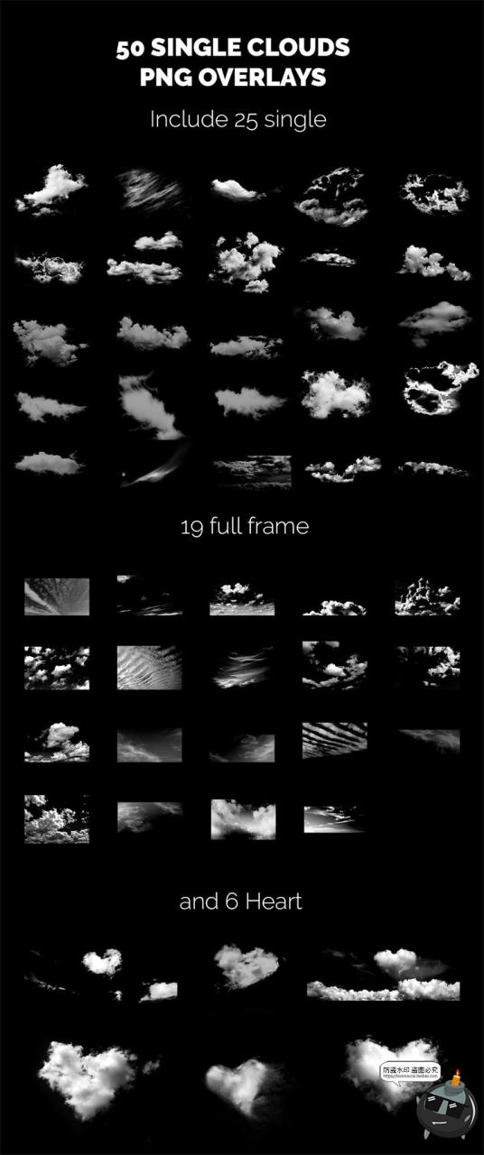图片[7]-免抠白云云朵云彩天空爱心云云海特效叠加层后期合成PNG免扣素材-设计猿
