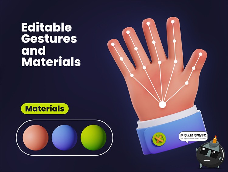 图片[4]-卡通可爱Q版3D剪刀OK手掌手势插图APP UI元素插画PNG免抠图素材-设计猿