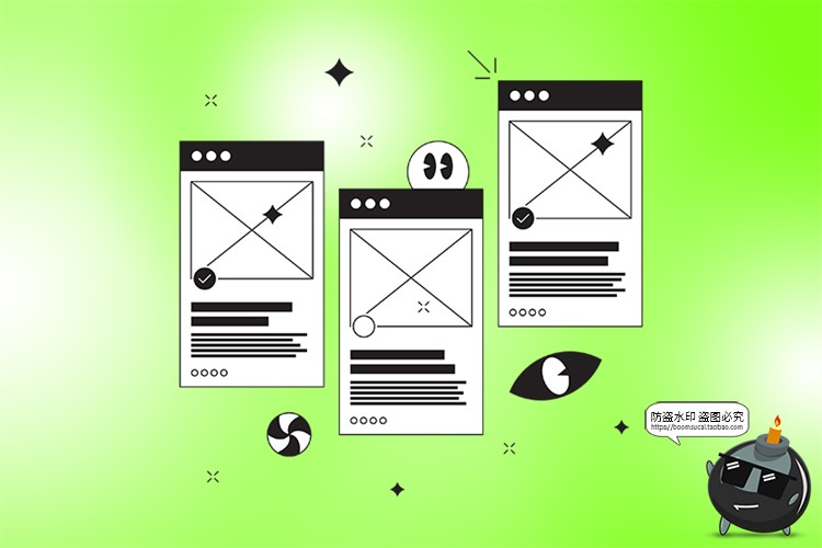 图片[4]-网页草图卡片网站UI原型图手绘线稿手稿创意插图插画AI矢量素材-设计猿