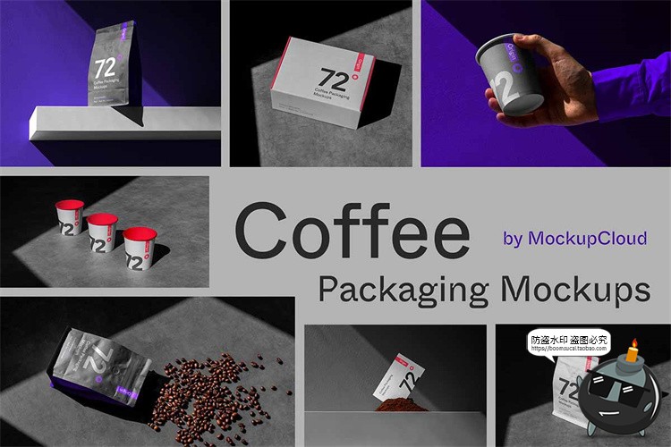 图片[1]-咖啡店铺VI提案包装咖啡豆纸杯手写单PSD模板智能贴图样机素材-设计猿