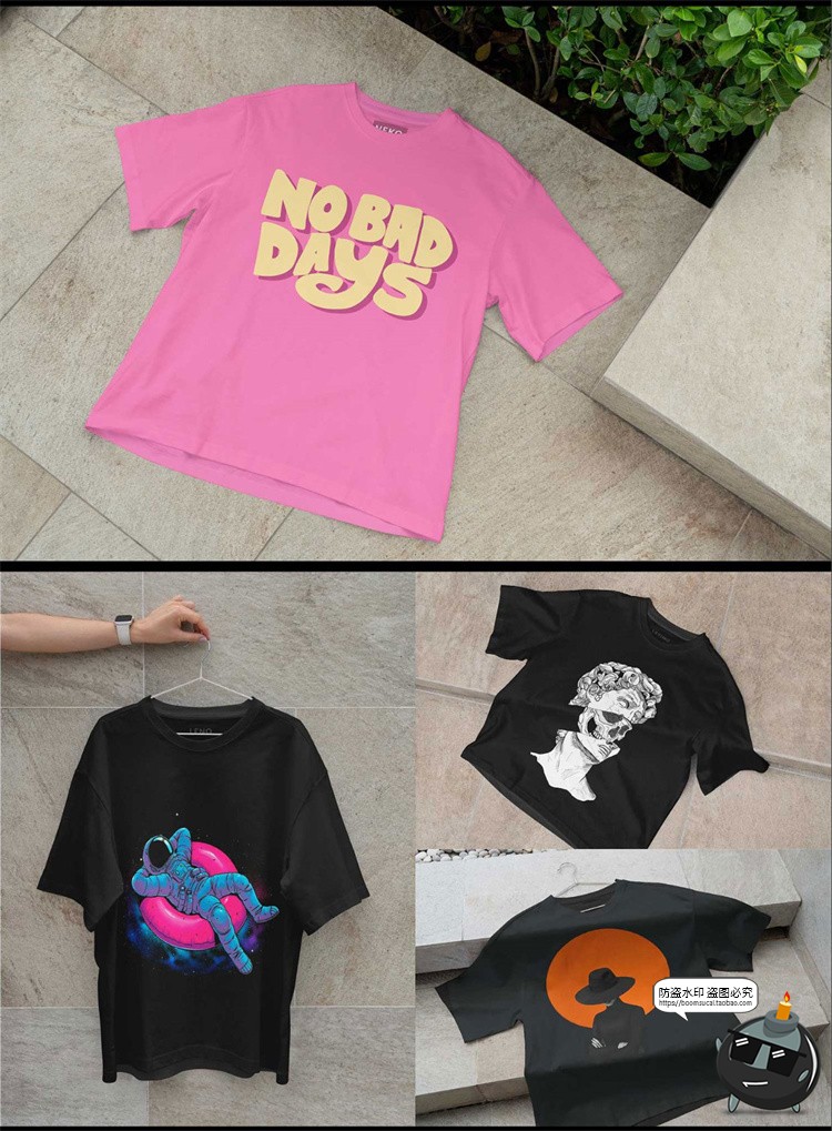 图片[3]-宽松T恤短袖服装户外场景模拟样机mockup智能贴图psd模版PS素材-设计猿