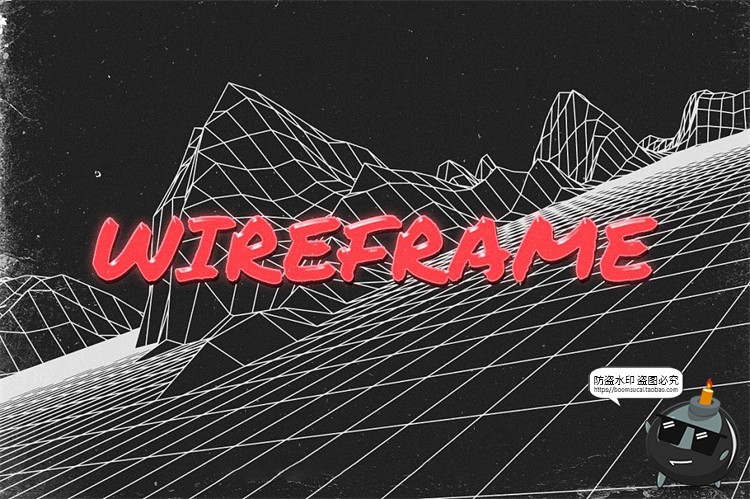 图片[4]-蒸汽波赛博朋克抽象山峰未来科幻山脉网格纹理背景AI矢量PNG素材-设计猿