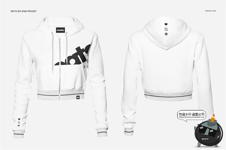 图片[4]-女高腰长袖连帽衫卫衣服装外套上衣贴图样机效果展示PSD模板素材-设计猿