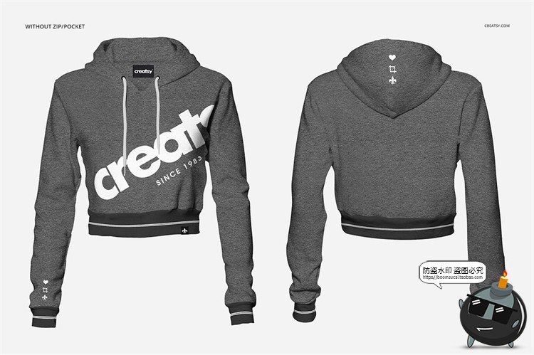 图片[5]-女高腰长袖连帽衫卫衣服装外套上衣贴图样机效果展示PSD模板素材-设计猿