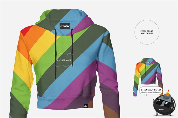 图片[6]-女高腰长袖连帽衫卫衣服装外套上衣贴图样机效果展示PSD模板素材-设计猿