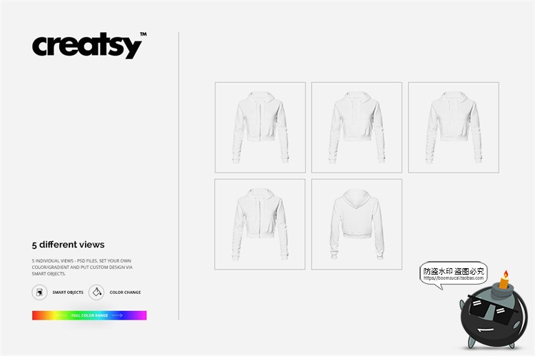 图片[8]-女高腰长袖连帽衫卫衣服装外套上衣贴图样机效果展示PSD模板素材-设计猿