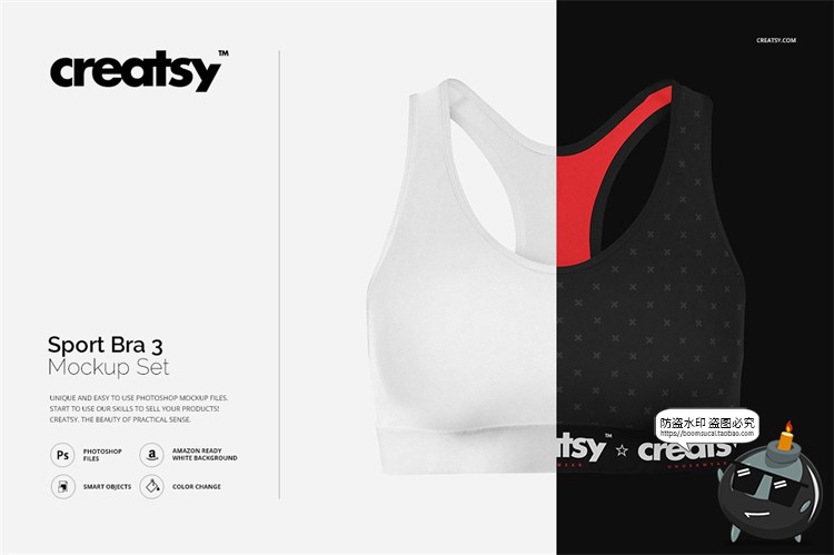 图片[2]-女款运动健身紧身内衣背心印花图案贴图样机展示效果PSD模板素材-设计猿