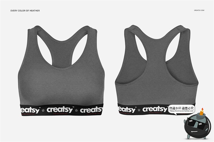 图片[3]-女款运动健身紧身内衣背心印花图案贴图样机展示效果PSD模板素材-设计猿