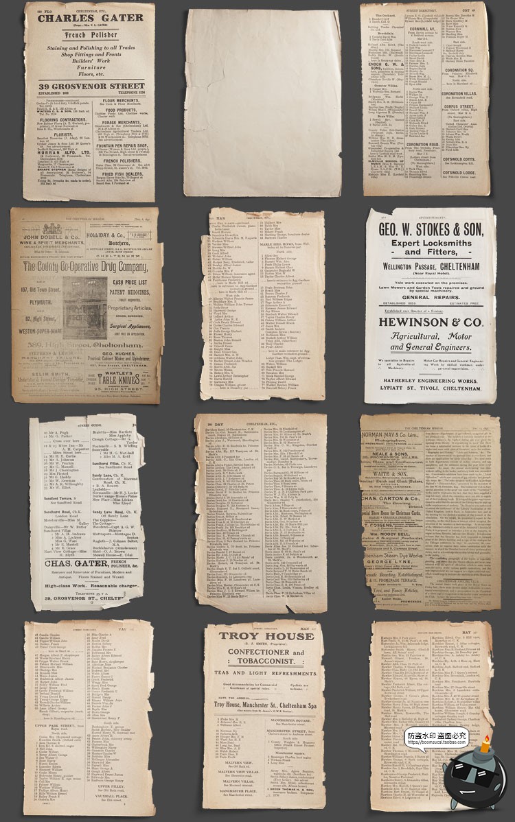 图片[2]-复古怀旧磨损做旧书页牛皮纸文稿纸张拼贴背景PNG免抠图片素材-设计猿