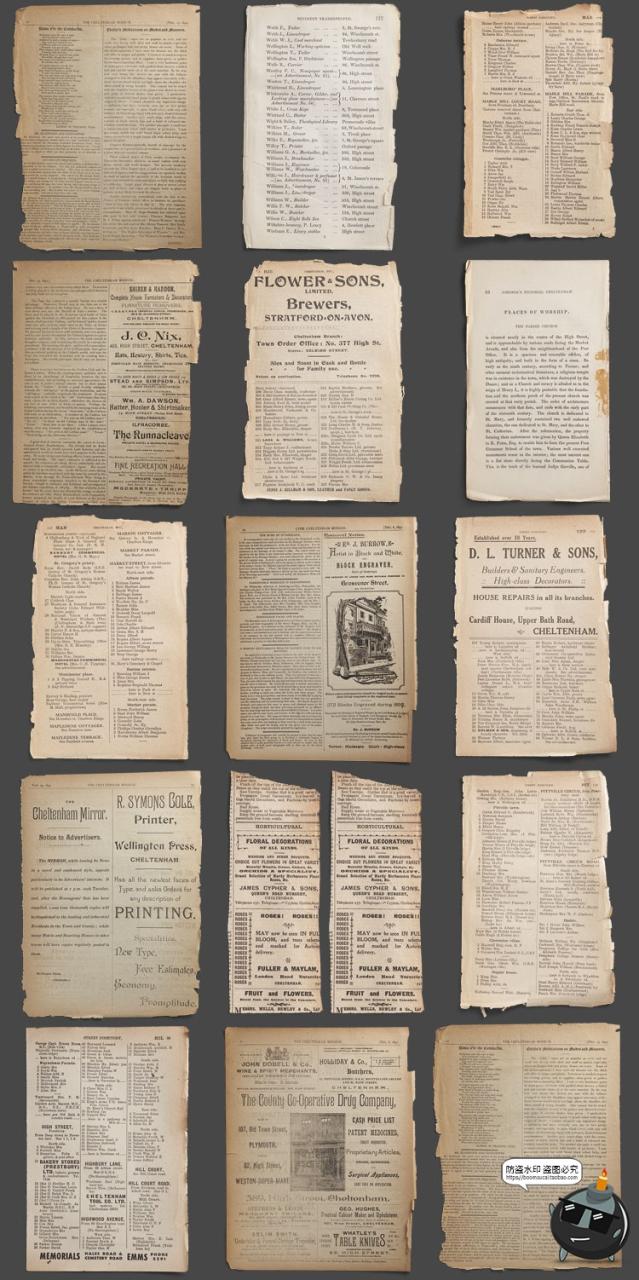 图片[3]-复古怀旧磨损做旧书页牛皮纸文稿纸张拼贴背景PNG免抠图片素材-设计猿