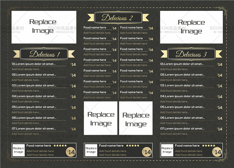 图片[1]-菜单三折页册子西餐厅宣传单菜谱源文件平面画册PSD模板PS素材-设计猿