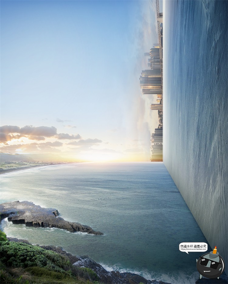 图片[3]-城市大楼大厦房地产立体科技背景后期合成创意广告PSD模板素材-设计猿