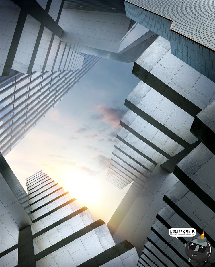 图片[7]-城市大楼大厦房地产立体科技背景后期合成创意广告PSD模板素材-设计猿