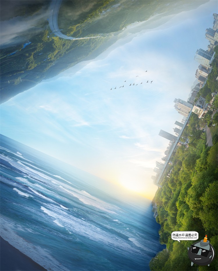 图片[11]-城市大楼大厦房地产立体科技背景后期合成创意广告PSD模板素材-设计猿