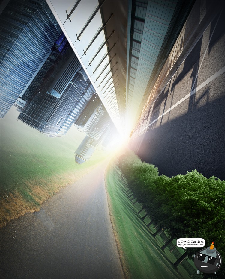 图片[15]-城市大楼大厦房地产立体科技背景后期合成创意广告PSD模板素材-设计猿