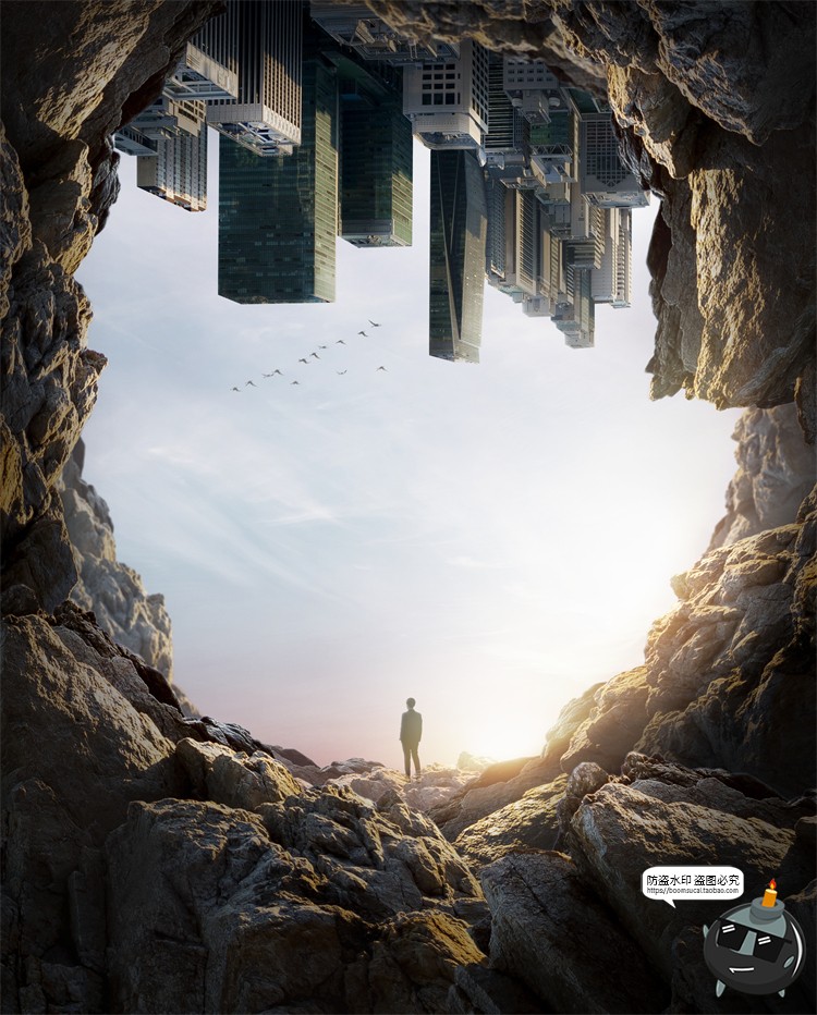 图片[16]-城市大楼大厦房地产立体科技背景后期合成创意广告PSD模板素材-设计猿