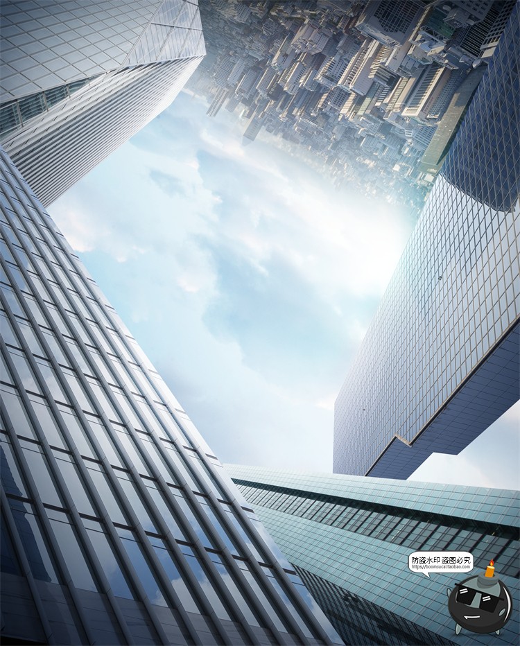 图片[17]-城市大楼大厦房地产立体科技背景后期合成创意广告PSD模板素材-设计猿