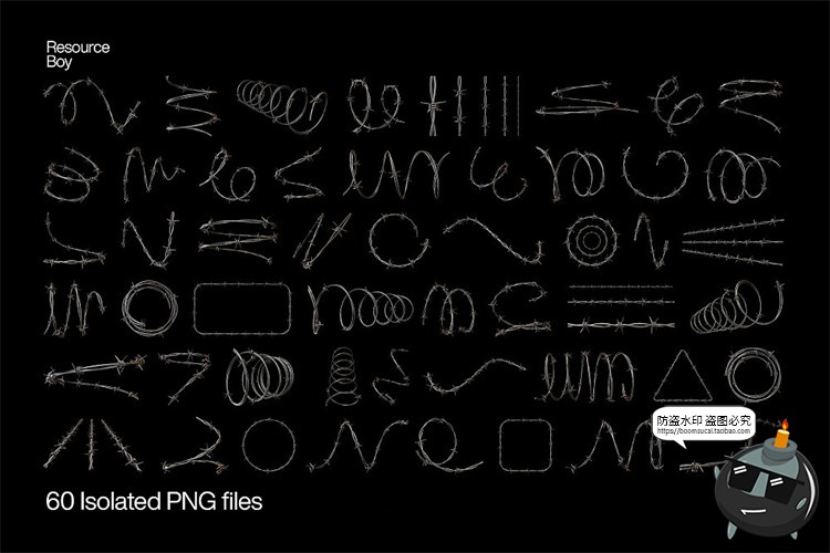 图片[2]-高清酸性铁刺潮流不锈钢金属街头铁丝网PNG免抠后期合成元素素材-设计猿