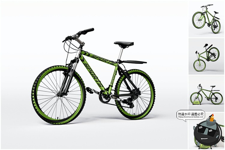 图片[1]-山地越野运动骑行自行车赛车单车脚踏车车身车价样机PSD模板素材-设计猿